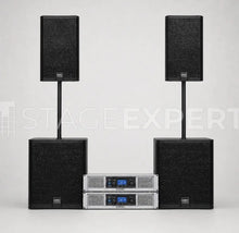 Load image into Gallery viewer, QSC E112/E118sw + GXD8 System – 2 Tops, 2 Subs – New in Box