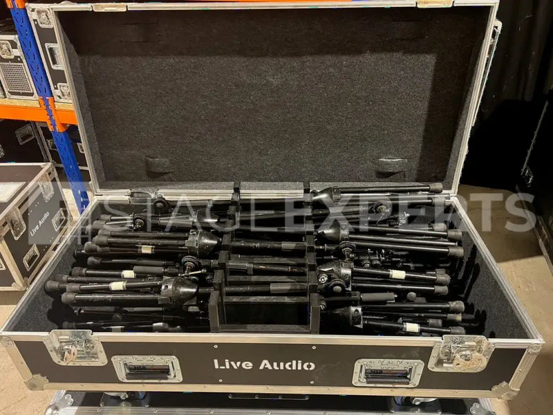 K&M Microphone Stand Set with Flight Case – 20 Stands
