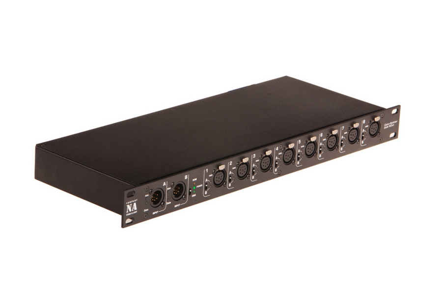 DMX Splitter 8 RDM – 2-in/8-out RDM/DMX, 1U Rack