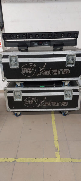 DTS KATANA 24 LED battens with 3‑way flight cases