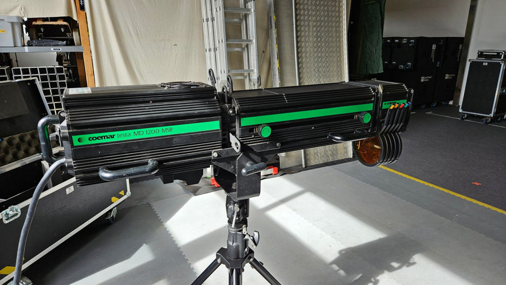 Coemar Testa 1200 MSR Followspot with Colour Changer & Stand