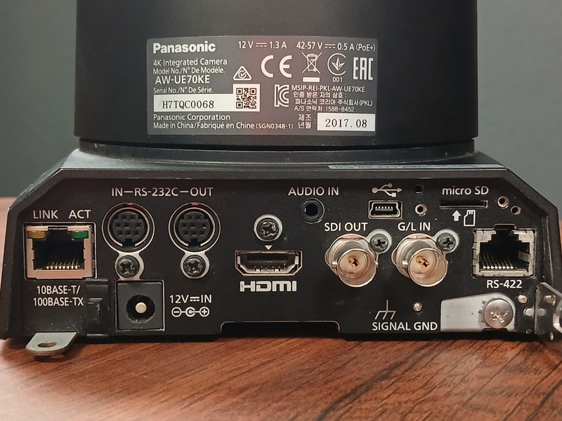 Panasonic AW-UE70KEJ 4K PTZ Camera with PoE+ & SDI