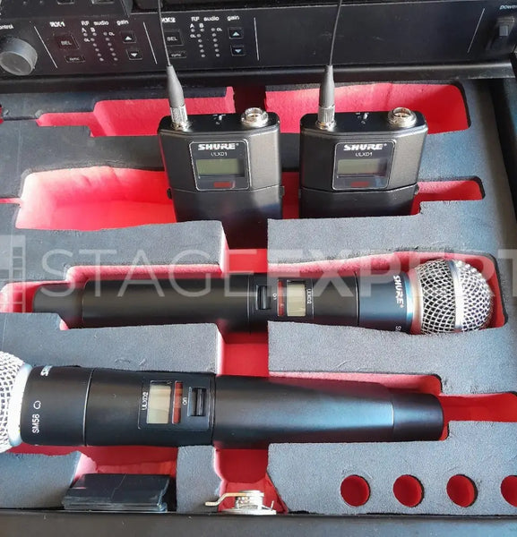 Shure ULXD4D H51 Dual Receiver with 2 Handhelds & 2 Bodypacks