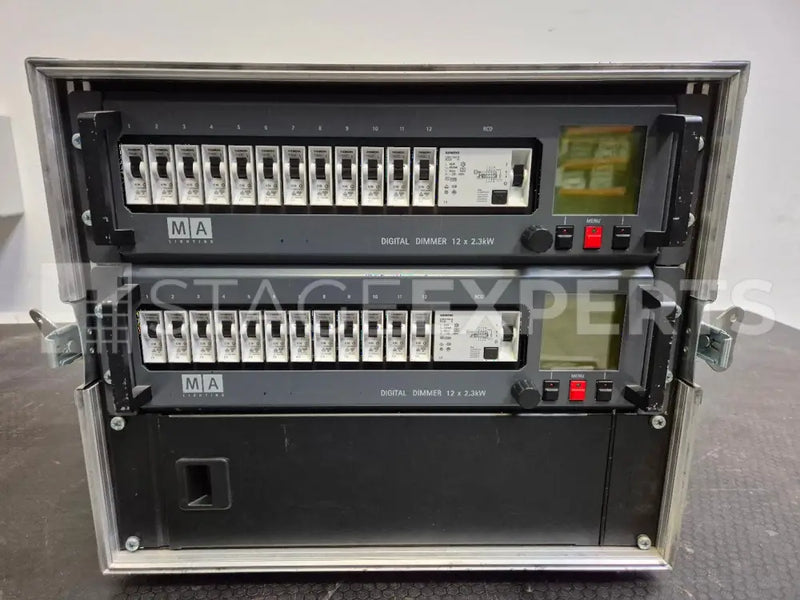 MA Lighting 12x3.7kW RCD Dimmers – Dual Rack with Cabling