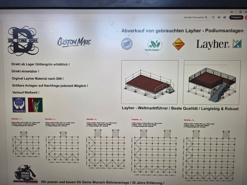 Layher Podium System EV 104 – 10.35 x 8.28 m Stage Decks
