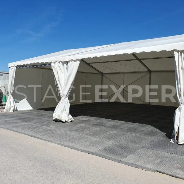 Used Elevated Tent 10 x 25 m – White PVC, TÜV certified