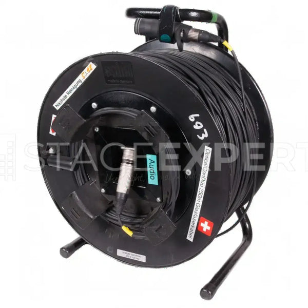 Neutrik opticalCON DUO 250m Fibre Cable on Heavy-Duty Reel
