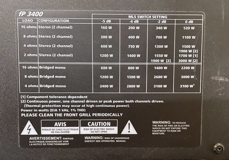 LAB Gruppen FP 3400 Power Amplifier – 2 x 1500W @ 4Ω