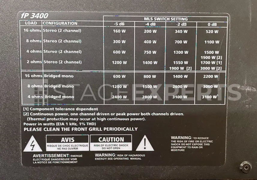 LAB Gruppen FP 3400 Power Amplifier – 2 x 1500W @ 4Ω