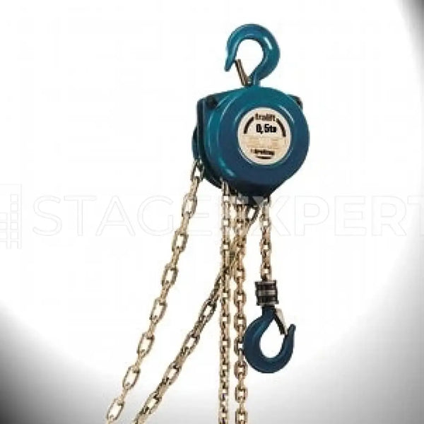 Tralift 0.5t Hand Chain Hoists, 10m Lift – 2x Set with Case