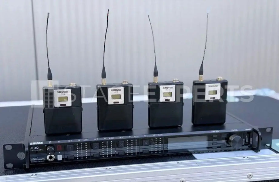 Shure Axient Digital AD4Q set with 4x AD1 beltpacks