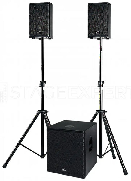 Solton ACT SAT System: 2 Tops + Powered 15-inch Sub PA