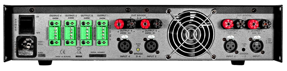 axxent AX4240TS 4x240W installation amplifier, 100V/low-Z