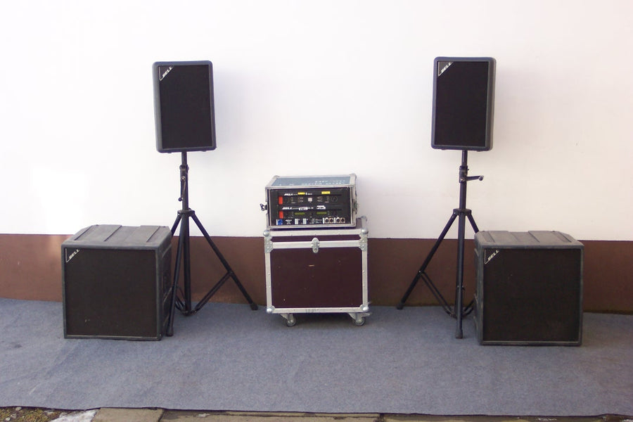 BELL 1.4 kW Weatherproof PA System – Subs, Tops & Amp Rack