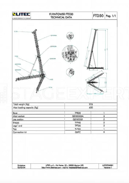 Litec Flyntower D30 FTD30 PA Tiptower – 9.5m, 650kg