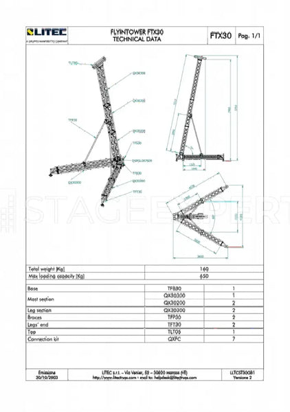 Litec Flyntower X30 FTX30 PA Tiptower, 7.5m, 500kg