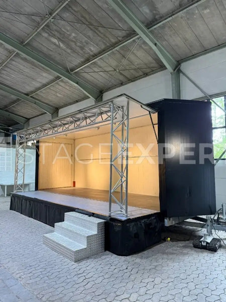 Mobile Trailer Stage with Fixed Roof – 24 m² Event Stage