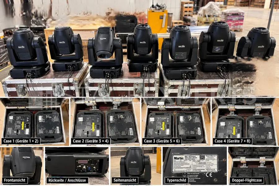 Martin MAC 250 Entour – Set of 8 Moving Heads + Cases