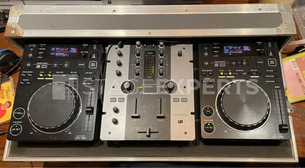 Pioneer CDJ-350 x2 + DJM-250 Mixer with Flight Case Bundle