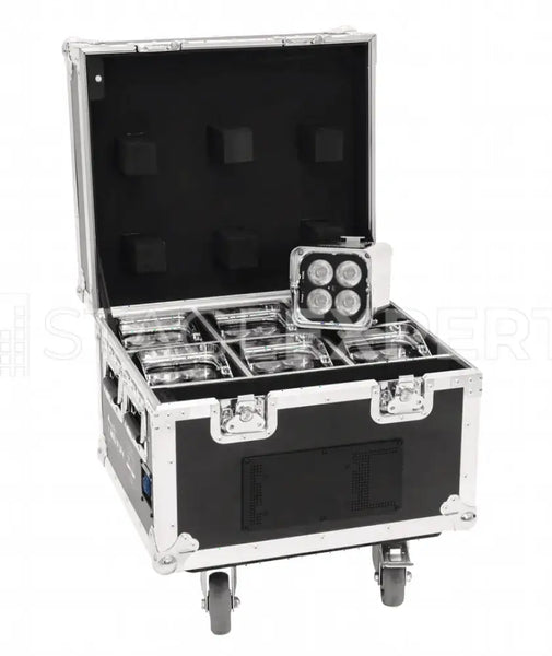 Eurolite IP UP-4 QCL Spot WDMX Tour Set (6) with Case