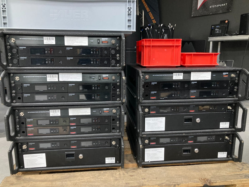 Shure QLXD4E H51 Wireless Mic Sets in Modular Rack, KSM8