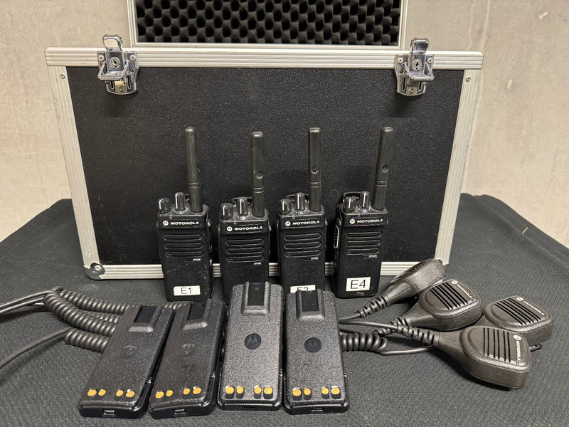 Motorola DP2400 4-Radio Set with Chargers & Headsets