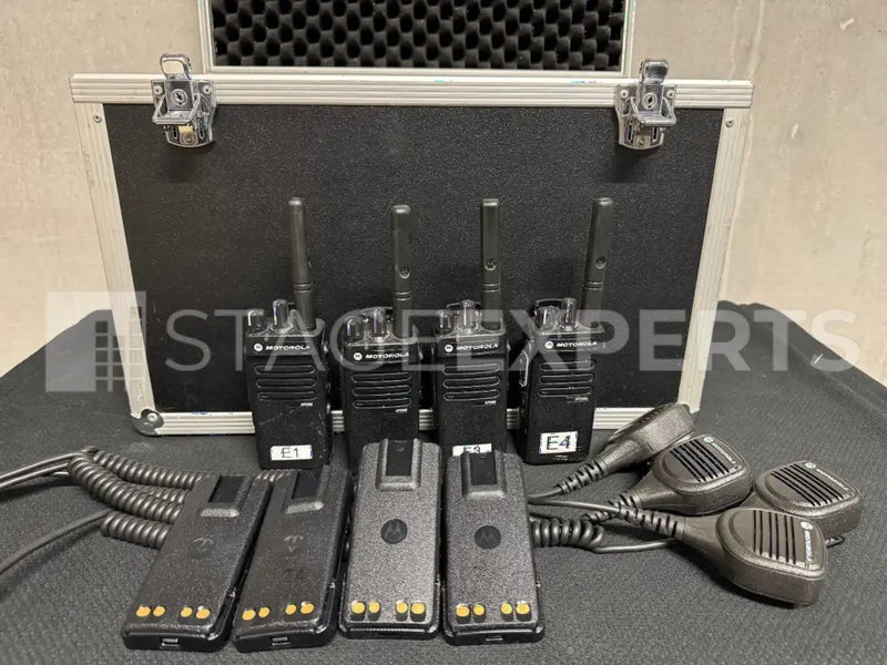 Motorola DP2400 4-Radio Set with Chargers & Headsets - Complete Kit