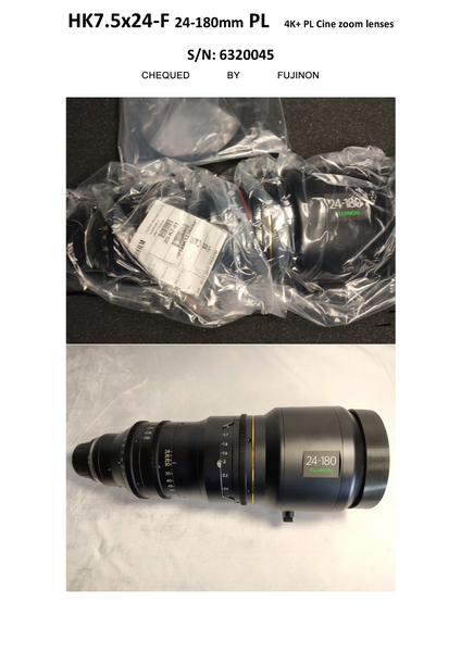 Fujinon HK7.5x24 24–180mm T2.6 PL 4K Zoom Lens | Ex‑Demo
