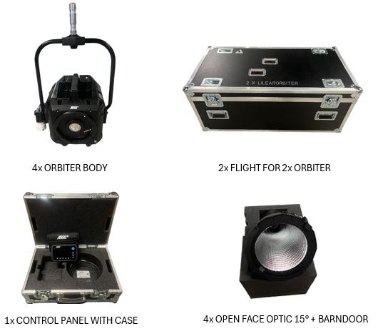 ARRI Orbiter Set 03 – 4x with 15° Optics Lighting Kit