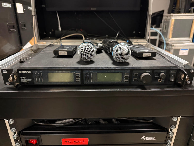 Shure UR4D+ Wireless System – Dual-Channel, 2 UR1 & 2 UR2
