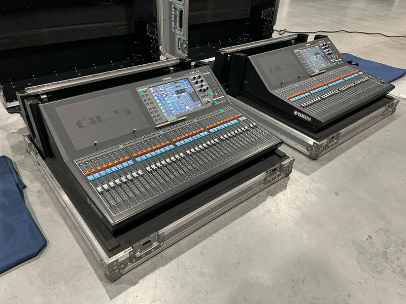 Yamaha QL5 Digital Mixer Pair with Flight Cases and Covers