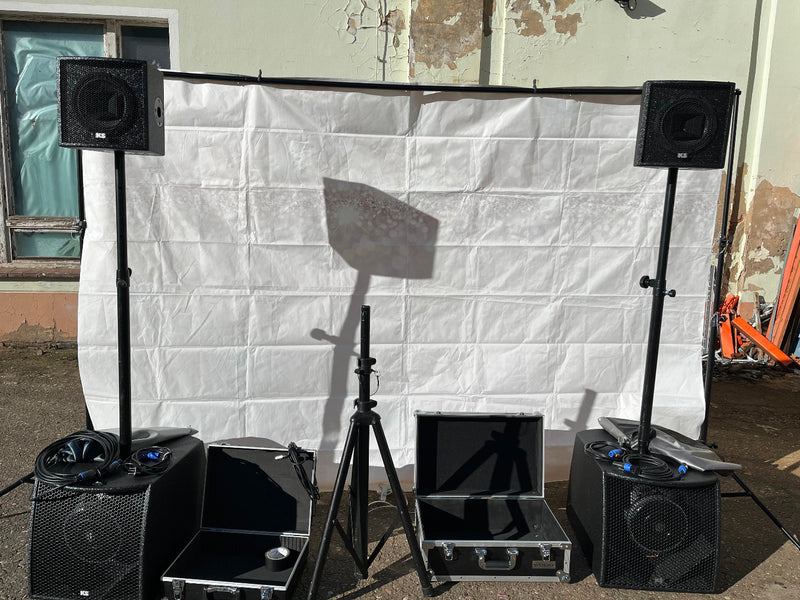 KS Audio Microsat PA System with Subs, Tops & Cases