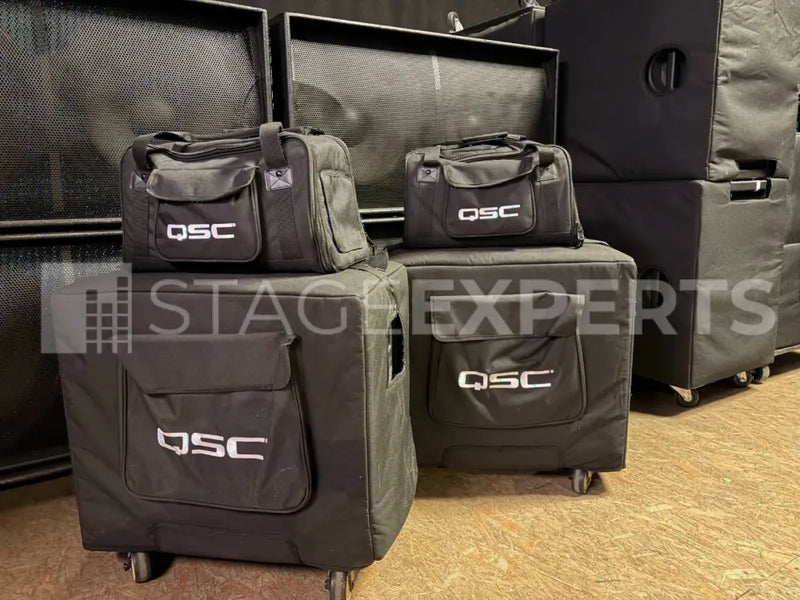QSC CP8 & LS113 Portable Active PA with Bags & Cables
