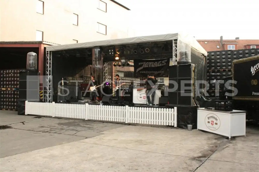 Global Truss 9x7m Stage Roof with Grey Tarpaulin for 8x6