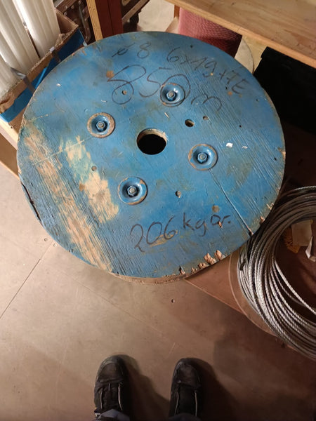8 mm Steel Wire Rope Reel, 9x16 + FE — Approx. 850 m