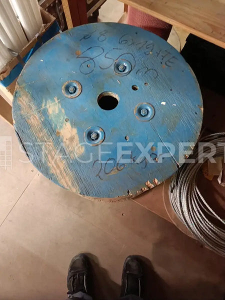 8 mm Steel Wire Rope Reel, 9x16 + FE — Approx. 850 m