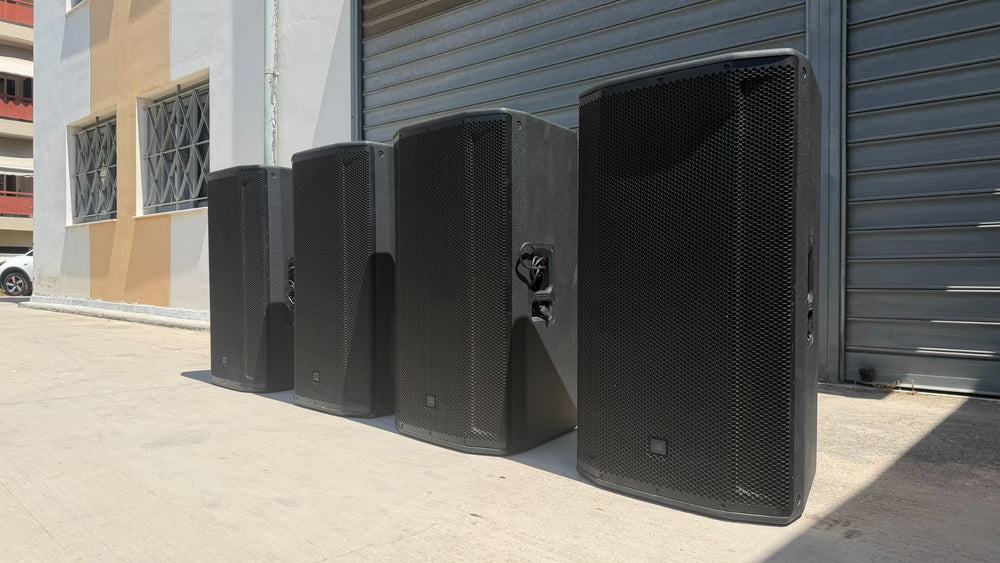 JBL SRX835P Powered PA Speakers – Set of 4 with Covers