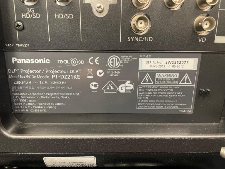Panasonic PT-DZ21K 20K Lumen 3‑Chip DLP Event Projector