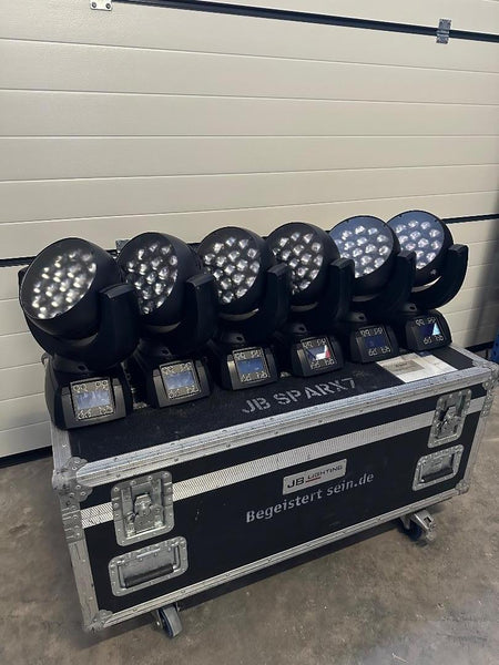 JB-Lighting Sparx 7 – 6x Moving Wash Lights with Case Bundle