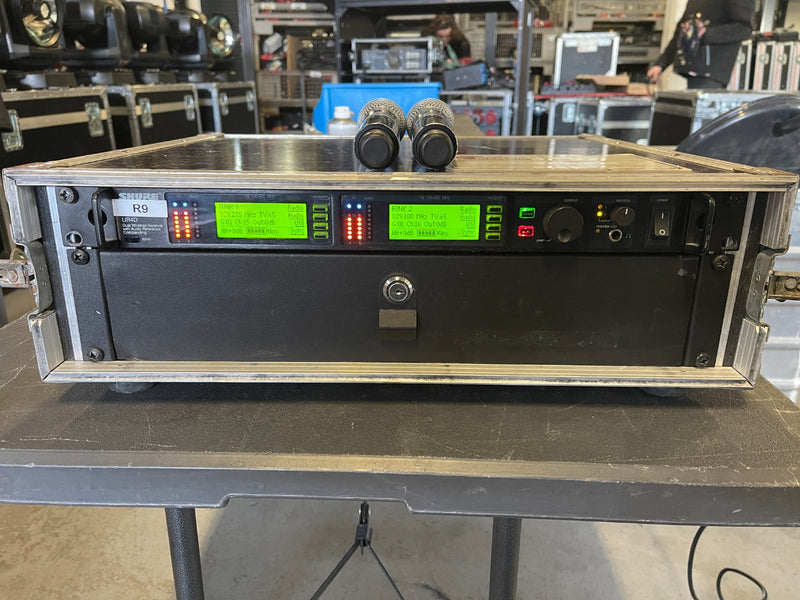 Shure UHF-R UR4D with 2x UR2 SM58 Handhelds – R9 Band