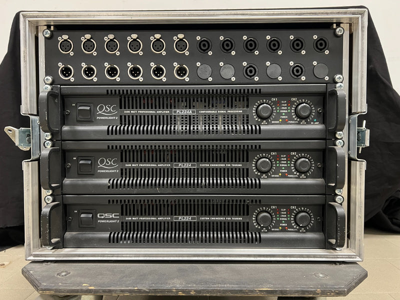 QSC PL224 Amp Rack – 3x Power Amps with Connection Panel