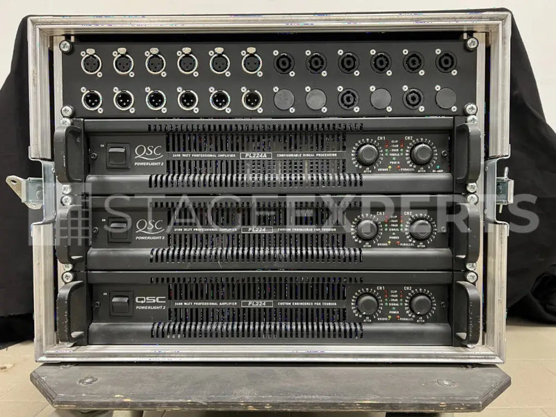 QSC PL224 Amp Rack – 3x Power Amps with Connection Panel