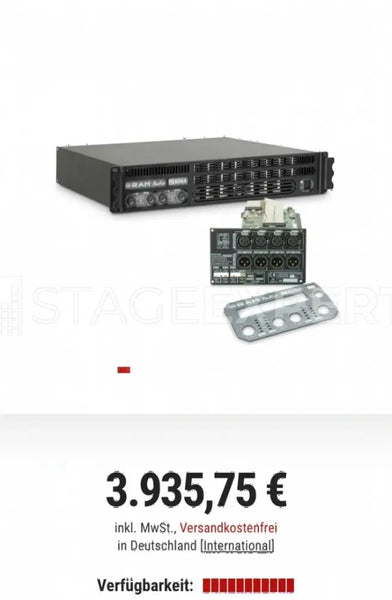 RAM Audio S6044 DSP 4-Channel System Amplifier, 2U