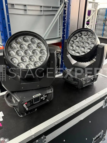 SHEHDS 19x15W RGBW Moving Head Wash – 2x Set with Case