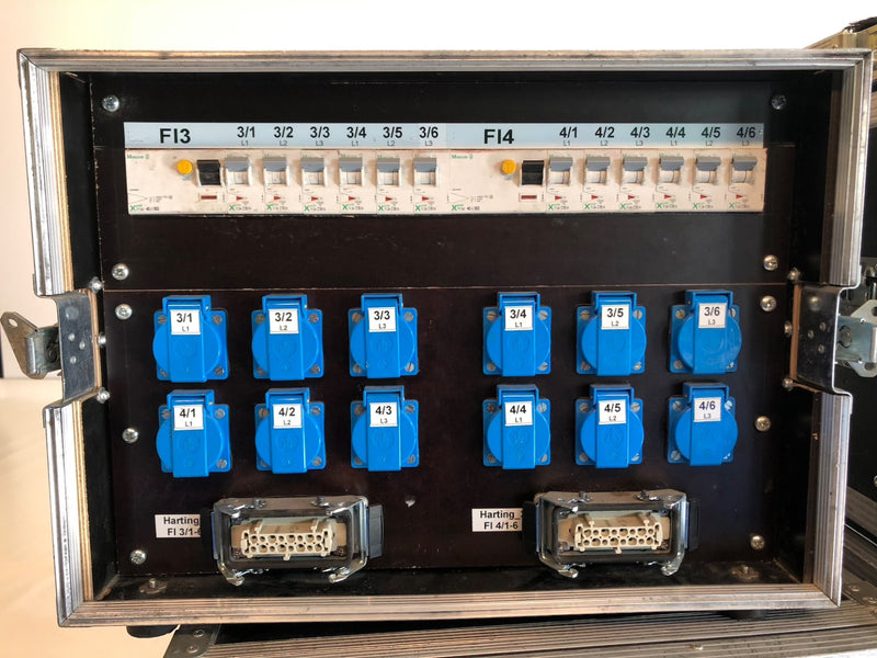 63A CEE Power Distributor in Case – Stage Power Splitter