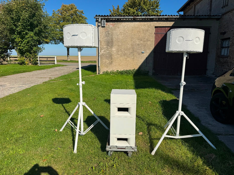 Bose 802 & 502B White System with Amp, Controller & Cases