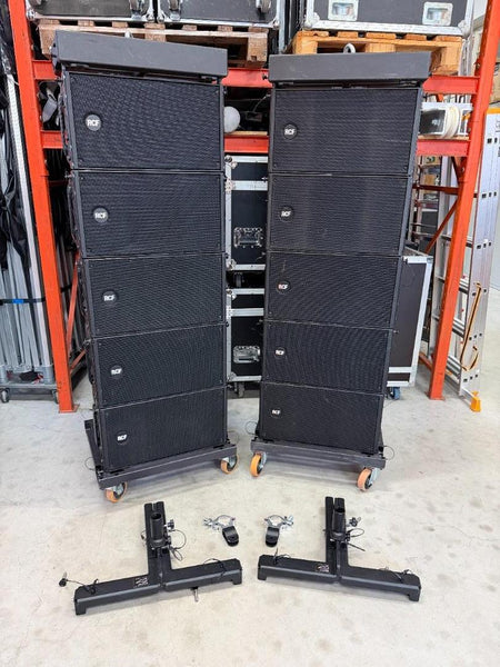 RCF HDL 10 Line Array Set + SUB 8008, Flybars & Dollies