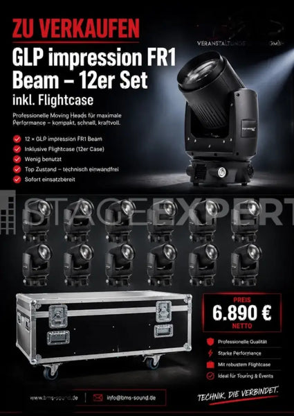 GLP FR1 Beam Set – 12 Fixtures with Tour Case, Accessories