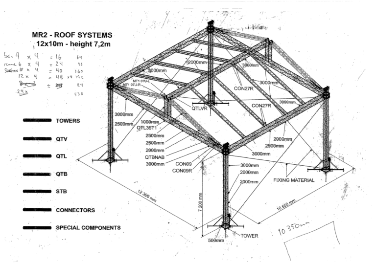 Milos MR2 12x10m Roof System with PA Wings, Certified