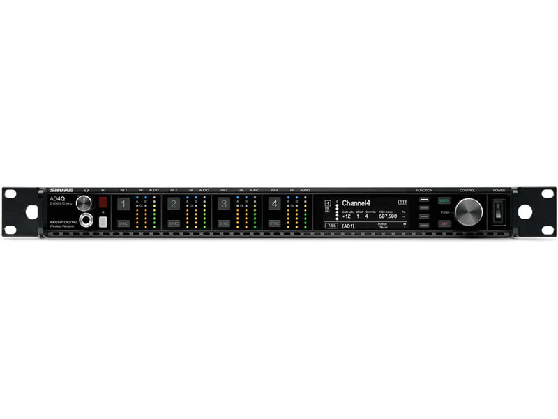 Shure AD4Q (G56 470–636 MHz) + 4 AD1 Bodypack Transmitters